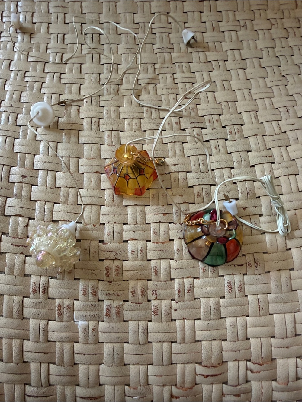 Set of 3 Decorative Doll House Lamps Amber, Iridescent & Multicolor